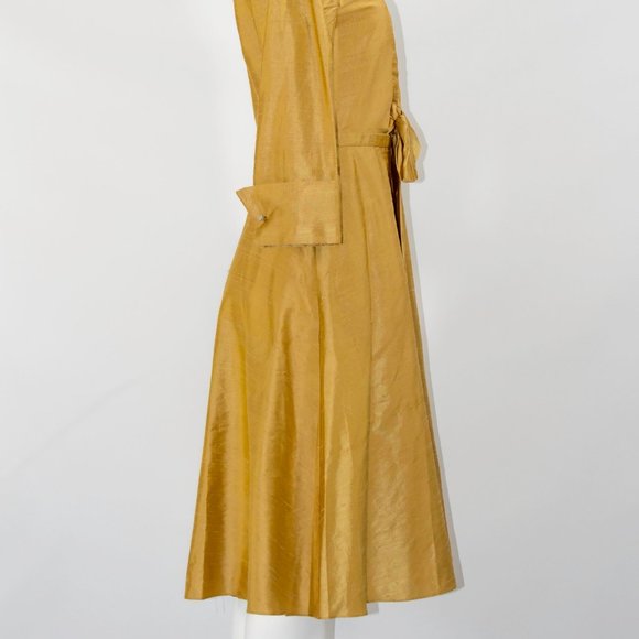 SARA CAMPBELL Yellow Silk Knee Length Dress Cocktail Sz 4 Small New - Picture 6 of 6